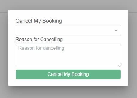 Cancel Booking Menu